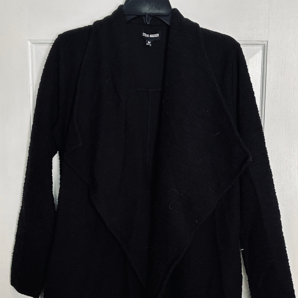 Steve Madden Long Black Cardigan Sweater-Women's Medium